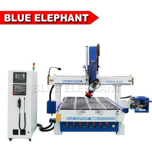 Blue Elephant 5x10ft Vacuum Table ATC1530 Wood Milling Machine, 8 Tool Change Magazine Auto Tool Change Wood CNC Router