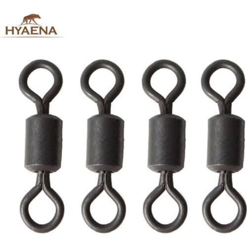 Hyaena 150pcs Matte Black Rolling Swivels Fishing Carp Rigs Fishing Connector Swivel Carp Accessories Tackle