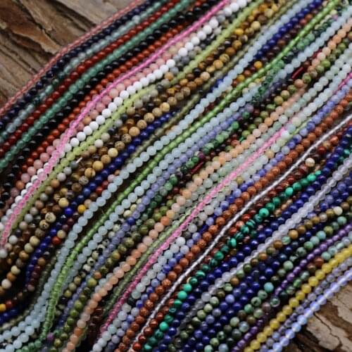 ICNWAY 2STRANDS Natural Crystal Jade Agate 2mm Round Bead Scattered Hairpin Step Material Diy Necklace Jewelry Accessories
