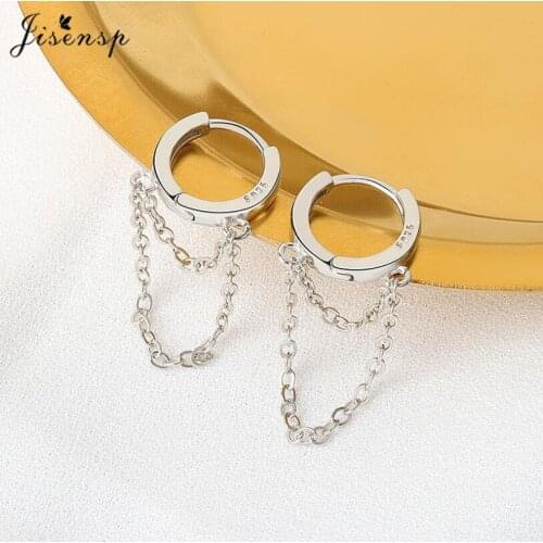 Jisensp Trendy Silver Color Elegant Tassel Earrings for Women Girls Party Geometric Circle Stud Earrings Fashion Jewelry Gift