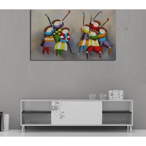 Big size Handpainted Oil Paintings On Canvas wall Art Picture High Quality pianting HockeyBall Game Wall Stickers for Home Decor