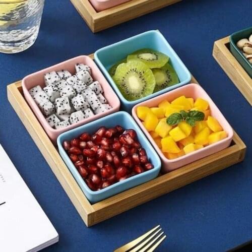 Nordic Ceramic Dried Fruit Square Fruit Plate Square Saucer Ceramic Grid Saucer Vinegar Saucer Household Dipping Saucer