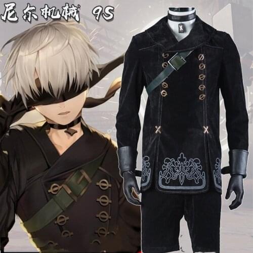 Japanese Anime Hot Game Nier:automata Cosplay Costume No 9s Cos Halloween Male Clothing Full Set Costumes Uniform Set Bag Wig