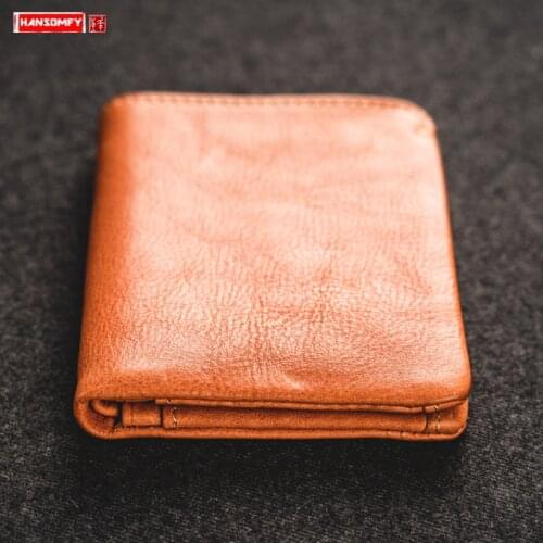 2021 Short Wallet Mens Small Purse Ultra-thin Youth Soft Leather Card Holder Mini Wallet Men Cowhide Vertical Two-fold Wallets
