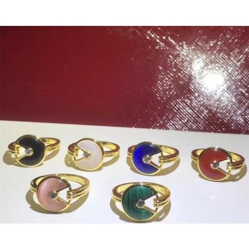 Fashion wedding amulette round disc party Amulet green white black pink blue shell ring famous brand jewelry