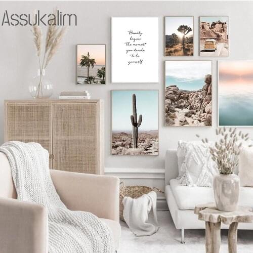 Tropical Plants Wall Art Poster Landscape Canvas Painting Cactus Art Print Sea Posters Nordic Living Room Decoration Paintings