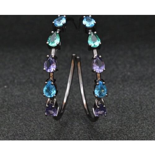 Wholesaler Handmade Lady Popular High Quality Simple New Design Round Cut Cubic Zirconia Funky Earrings