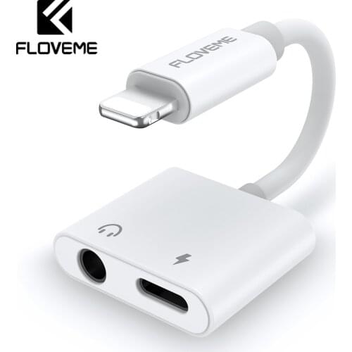 FLOVEME Adapter For Lighting To 3.5mm Earphone Adapter Splitter For iPhone XS XR X 7 8 Plus Charging Audio Adapter To Aux Jack