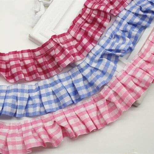 40yards Pleated Check Ruffle 1.5" Trim/Lace/sewing/dress/PINK BLUE PURPLE