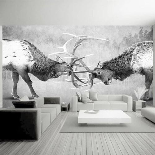 Custom Wallpaper 3D Stereoscopic Elk Animal Mural Nordic Living Room Bedroom Background Wall Painting Papel De Parede Wallpapers