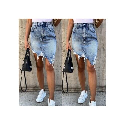 Casual high waist tassel cool pencil jeans skirts 2020 new summer vintage sexy ripped hole pockets all combined denim skirt