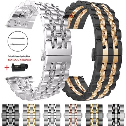Stainless Steel Strap For Samsung Galaxy Watch Active 2 3 41/45mm 42/46mm Band Bracelet for Gear Sport/S2 S3 20mm 22mm WristBand