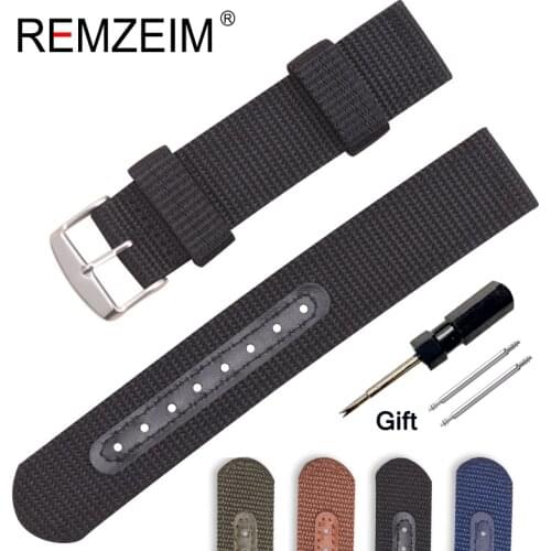 Nylon Canvas Watch Band Outdoor Sports Nato Strap 18mm 20mm 22mm 24mm Watchband Steel Metal Needle Buckle Watch Accessories