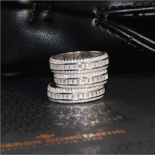 QTT Luxury 925 Sterling Silver Color Rings Engagement Finger Ring For Women Band Wedding Lady Anniversary Party Gift