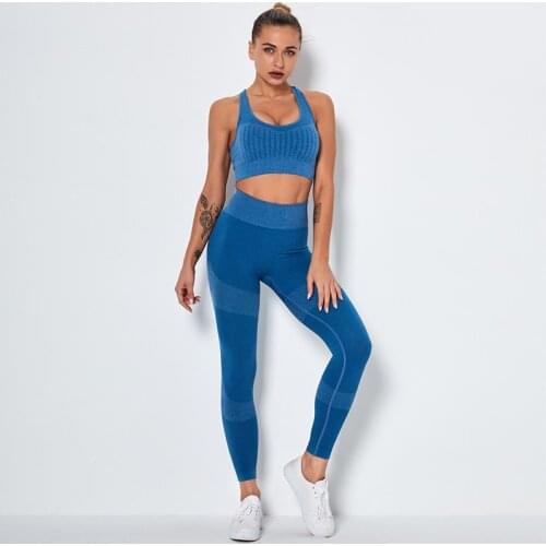 Sexy Sports Women Sets Two Pieces Sets Seamless Leggings Sets Running Outfits Fitness Sets Workout Sport Outfits Gym Clothing