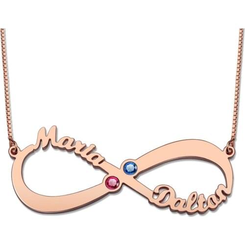 Uonney Dropshipping Personalized Infinity Name Birthstone Necklace Silver Rose Gold For Women Gifts Valentines Gift Jewelry