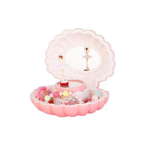 Shell Shaped Rotating Girl LED Flashing Music Box Musical Toy Kids Xmas Gift Geometric Music baby room decoration Gifts Christma