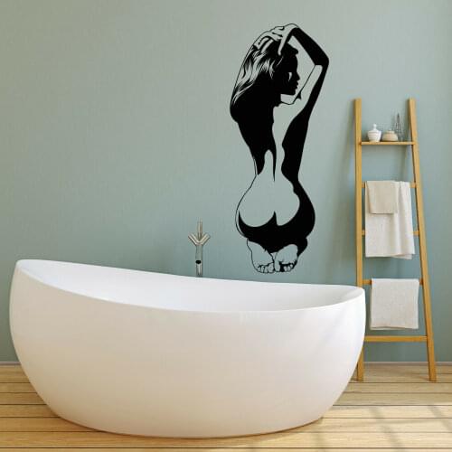 Bathroom Relax Nude Girl Wall Decal Sexy Woman Back Girl Vinyl Stickers Home Wallpaper Removable Waterproof Art Decoration Z090