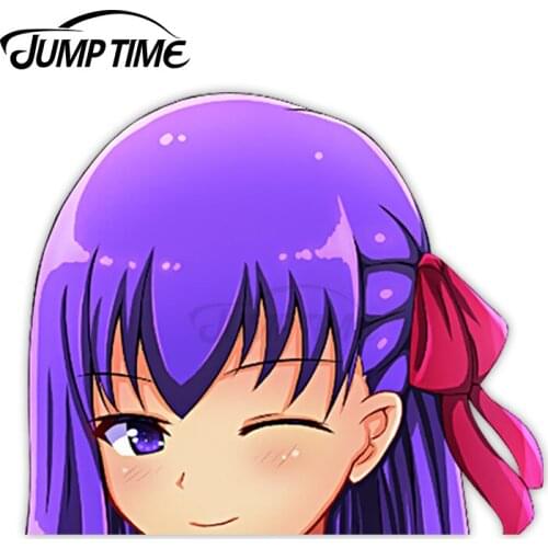 Jump Time 13 x 8.5cm Car Decor Cartoon Cute Girl Car Stickers Laptop Camper Peeker Vinyl Funny Waterproof 3D Car Accessories