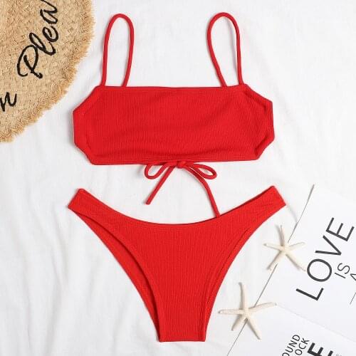 Bikini 2021 Swimwear Swimsuit Women No Pad Bikini Set Bandeau Bathing Suit Female Beach Wear Sexy Solid Biquini Bathing Suit