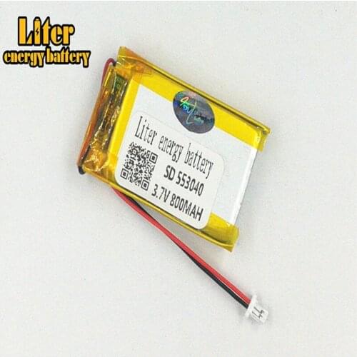 1.0MM 2pin connector 3.7V 553040 800mah MP3 MP4 MP5 small toys rechargeable lithium polymer battery