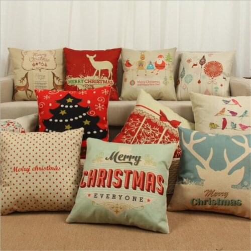 1Pcs Cotton linen Pure fresh cartoon lovers tree design Pillow Cover Elk Christmas tree Pillow cushion printing pillowcases