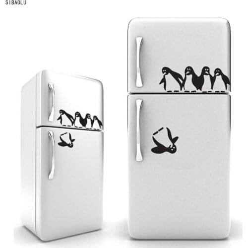 1PC Funny Penguin Kitchen Fridge Sticker DIY Decals Dining Room Kitchen Decorative Wall Stickers Home