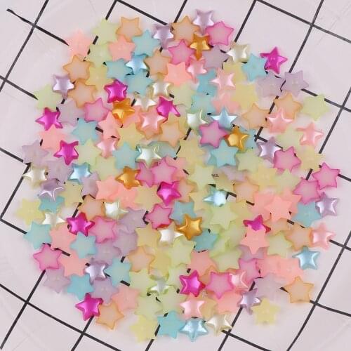 100Pcs Mix Color 10mm Five-pointed Star Pearl Craft ABS Plastic Flatback Imitation Beads Supplies DIY Sewing Accessories