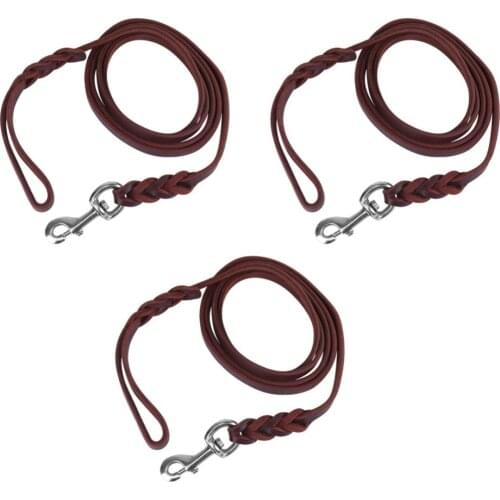 2.1m/1.6m/1.2m Leather Braided Dog Leash Rope Safe Walking Running Training Pet Dog Collar Lead Protect Control Harness