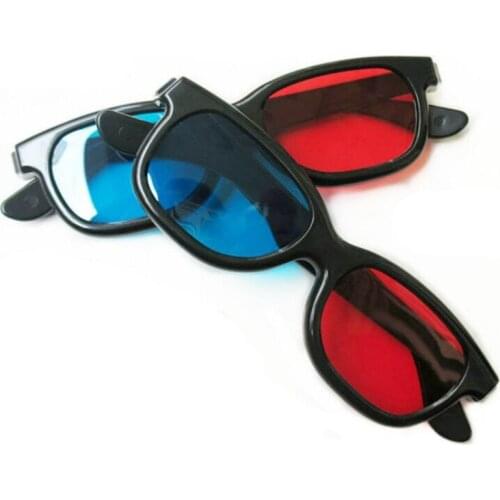 2Pcs 3D Glasses Universal 3D Black Frame Red Blue Cyan Anaglyph Plastic glasses For 3D Movie Game DVD cinema
