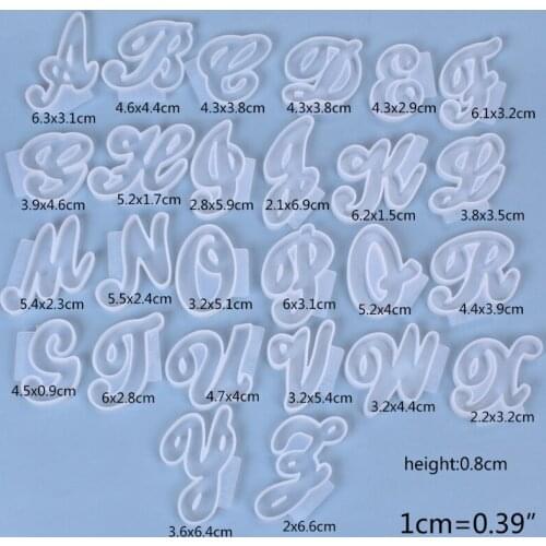 26Pcs/Set English Letters Resin Mold A-Z Alphabet Shaped Pendant Silicone Mould E56C
