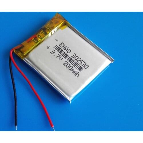 3.7V 200mAh 302530 Polymer lithium Lipo Lion battery rechargeable customized for mp3 gps bluetooth headset smart watches