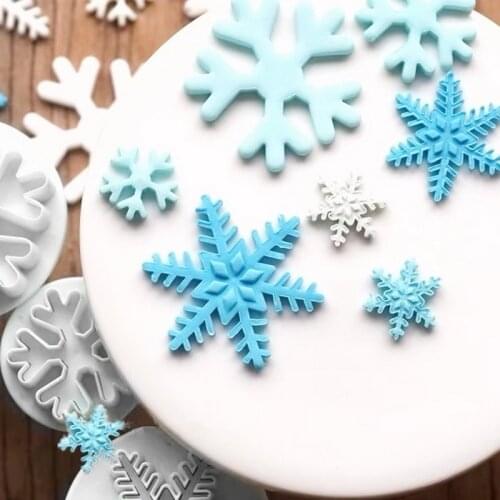 6pcs Sugarcraft Cake Decorating Tools Fondant Plunger Cutters Tools Cookie Biscuit Cake Snowflake Mold Set Baking Accessories