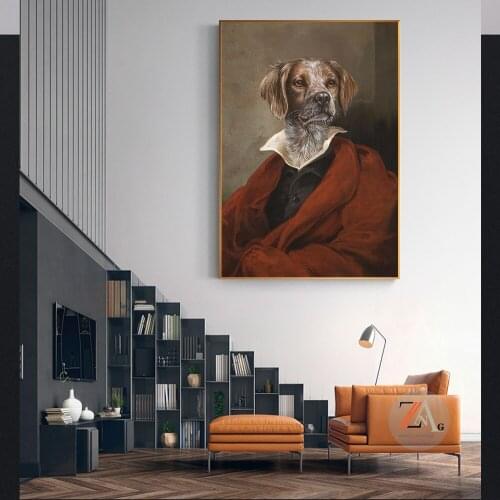 Abstract style Nordic style modern animal painting high-cold gentleman dog art poster canvas painting home decoration painting