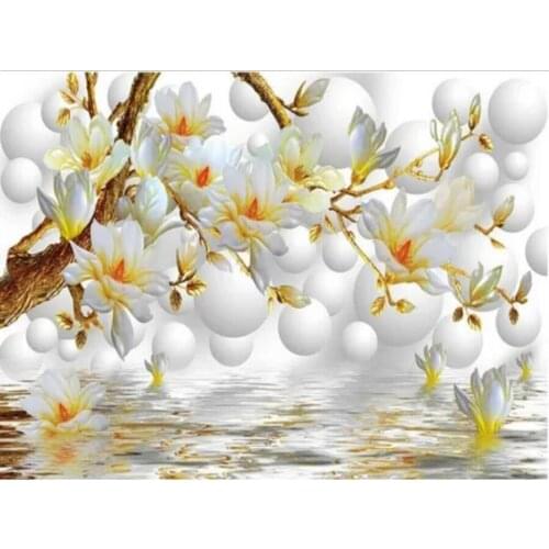 White orchid flowers 5D diy diamond painting Full Square Round Drill mosaic embroidery sale needlework home decoration AA2778