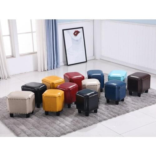 Antique Leather square stool household sofa fashion creative silla para maquillaje vanity stool furniture bench