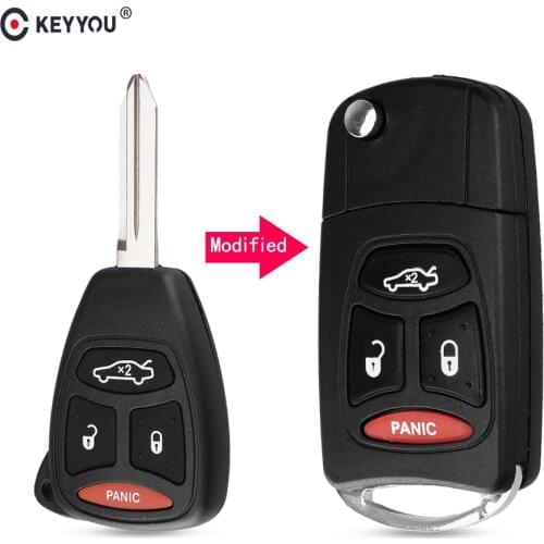 KEYYOU 4 Buttons Flip Remote Key Case Shell For Dodge Jeep Commander Grand Cherokee Chrysler Aspen 300 Fob Car Key Cover