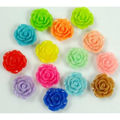 Wholesale 50PCs various colors Rose Flower Shape Acrylic Beads Bracelet Necklace Jewery Findings 20mm 50Pcs/Bag