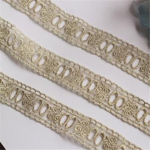 Delicate 10Meters Gold Hollow-out Lace Applique Gold Thread Embroidery Lace Accessories Trim Lace Edge Border 2.3cm LJ0127
