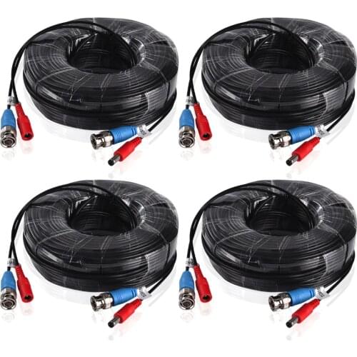 MOVOLS 4PC 30m 100ft CCTV Cable BNC & DC Plug Video Power Cable for Wired AHD Camera DVR Video Surveillance System Accessories