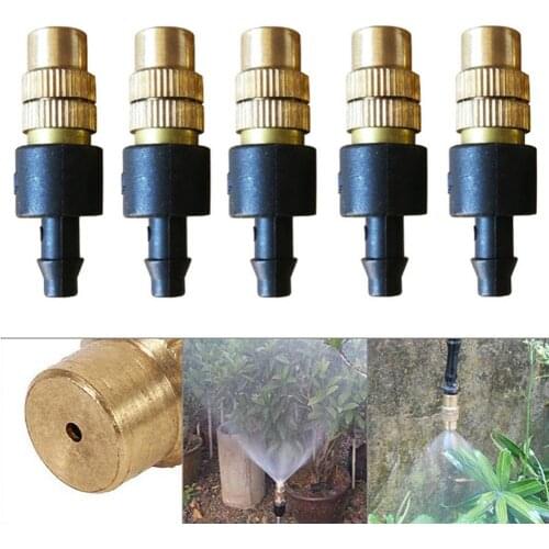 5Pcs Brass Spray Fog Mist Nozzle Adjustable Irrigation Cooling Sprinkler Head