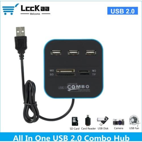 LccKaa USB HUB Combo All In One USB 2.0 Micro SD High Speed Card Reader 3 Ports Adapter Connector For Desktop Computer Laptop