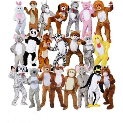 Adult Big Head Deluxe Animal Mascot Fancy Dress Costume Bunny horse teddy mascot costume Jumbo Plush for Halloween Purim party