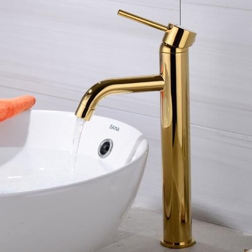 Wash basin bathroom copper gold-plated basin faucet hot and cold above counter basin wash basin mixing faucet