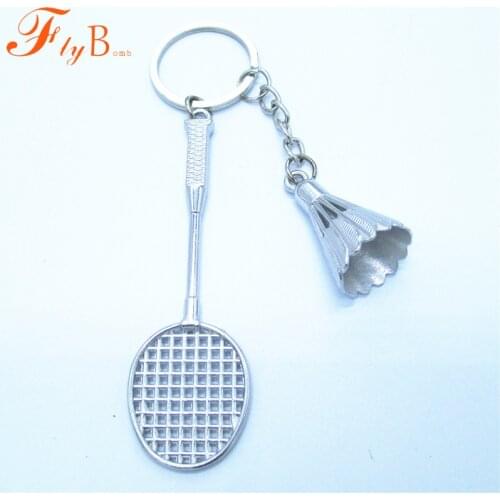 Mini Metal Badminton Racket Accessories Handmade Souvenir Cute Racquet Key-chain Sports Chain Novelty Car Bike Keyring L696OLD