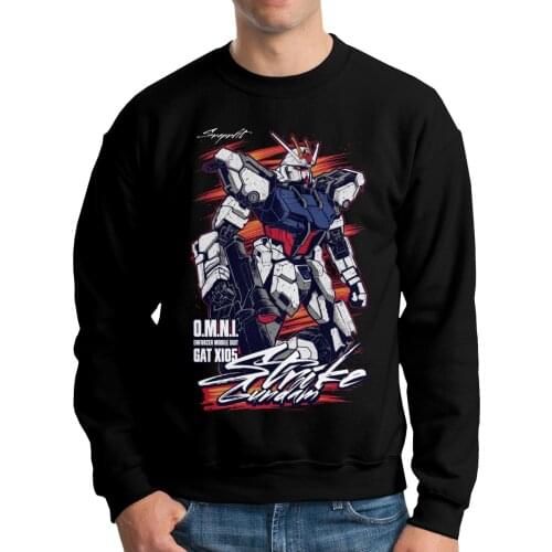 Gundam Strike Mens Hoodie Long Sleeve Novelty Organic Cotton Pullovers Apparel