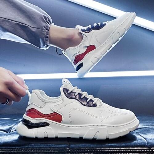 Mens Casual Shoes Low-top Breathable Round Toe Rubber Sole Youth Trend Adults High-quality PU Leather Mens Fashion Sneakers