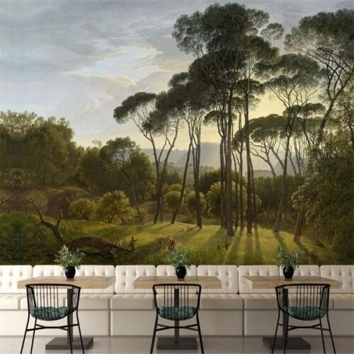 Custom 3D Mural Wallpaper European Forest Mural Western Landscape Oil Painting Background Decorative Painting Wallpaper