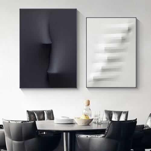 Nordic Black White Geometry Space Art Wall Canvas Poster Painting Prints Abstract Line Pictures for Living Room Morden Decor