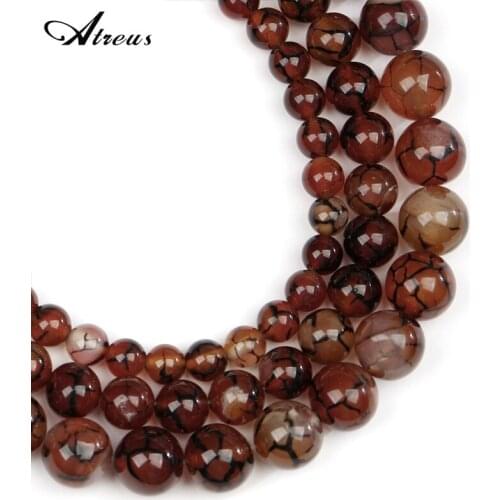 Natural Stone Beads Round Fire Dragon Veins Agates Beads 6 8 10 mm Colorful Onyx Loose Beads For Jewelry Making